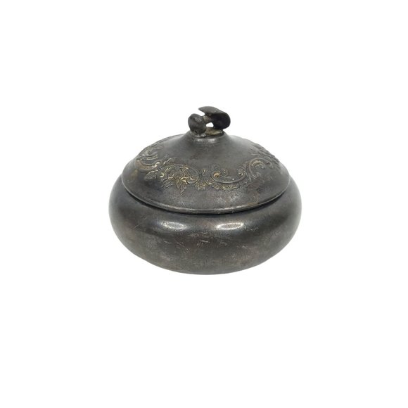 St Louis Silver Co Trinket Button Ring Jewelry Box w Lid Vanity Victorian Ornate - Picture 8 of 9